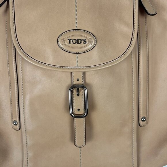 TOD'S Leather Shoulder Bag Camel Handbag Large Tote 15x17x2 Office Quiet Luxury - Picture 2 of 12